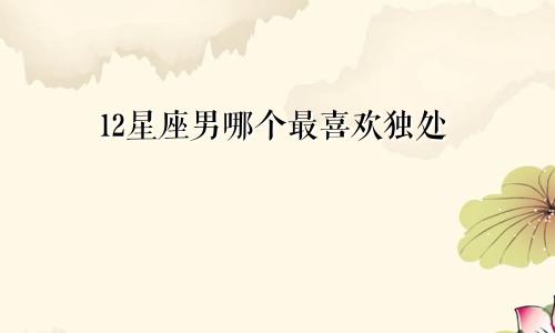 12星座男哪个最喜欢独处
