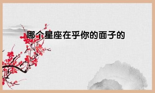 哪个星座在乎你的面子的