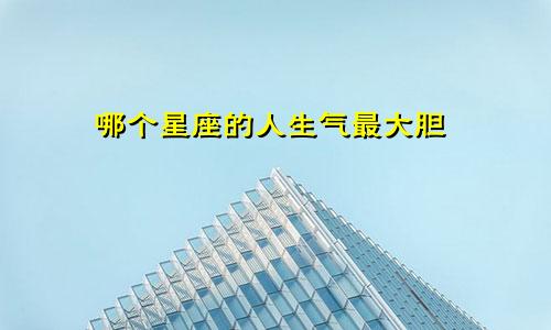 哪个星座的人生气最大胆