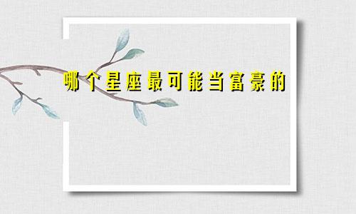 哪个星座最可能当富豪的