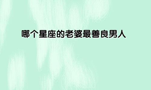 哪个星座的老婆最善良男人