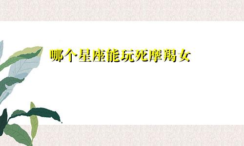 哪个星座能玩死摩羯女