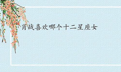 肖战喜欢哪个十二星座女