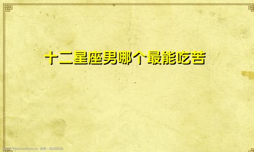 十二星座男哪个最能吃苦
