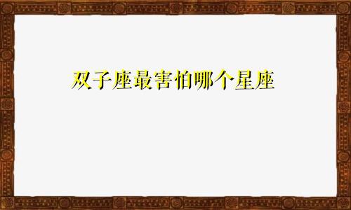 双子座最害怕哪个星座