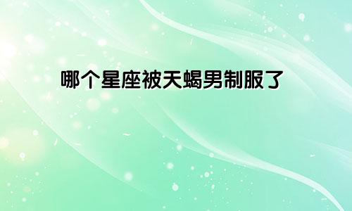 哪个星座被天蝎男制服了
