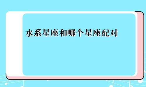 水系星座和哪个星座配对
