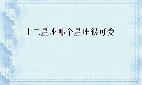 十二星座哪个星座很可爱