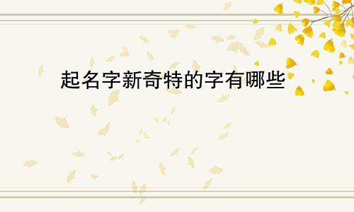 起名字新奇特的字有哪些
