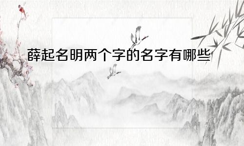 薛起名明两个字的名字有哪些