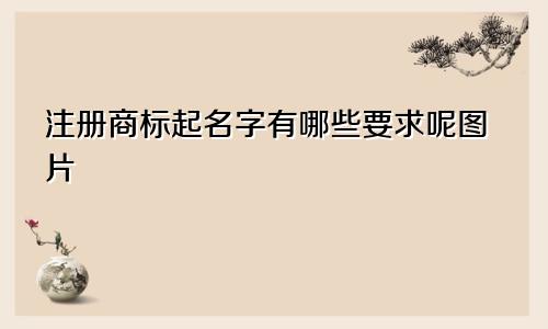 注册商标起名字有哪些要求呢图片