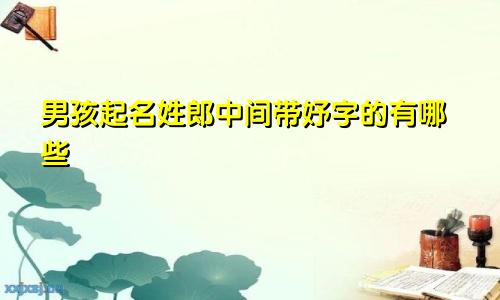 男孩起名姓郎中间带妤字的有哪些