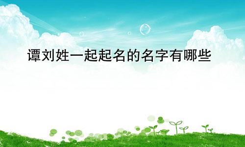 谭刘姓一起起名的名字有哪些