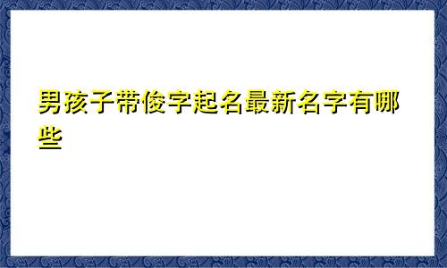 男孩子带俊字起名最新名字有哪些