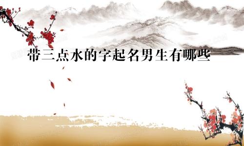 带三点水的字起名男生有哪些