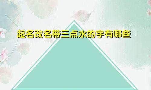 起名改名带三点水的字有哪些
