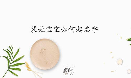 裴姓宝宝如何起名字