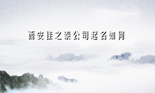 西安佳之泰公司起名如何