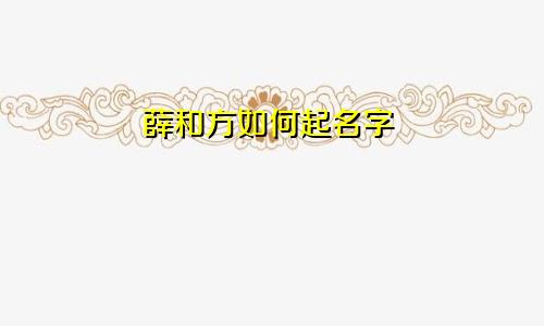 薛和方如何起名字