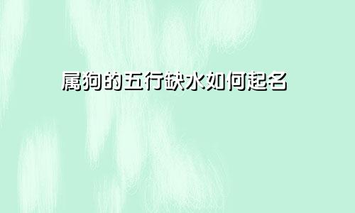 属狗的五行缺水如何起名