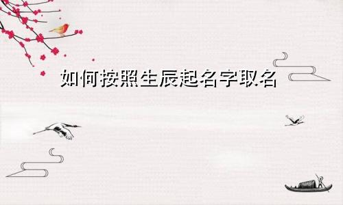 如何按照生辰起名字取名