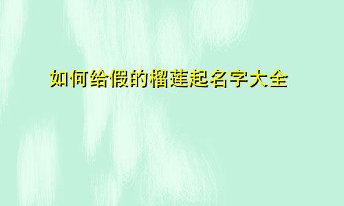 如何给假的榴莲起名字大全
