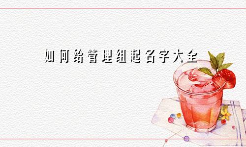 如何给管理组起名字大全