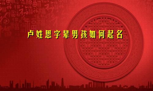 卢姓思字辈男孩如何起名
