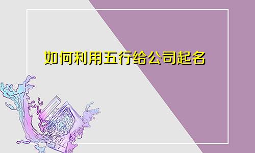 如何利用五行给公司起名