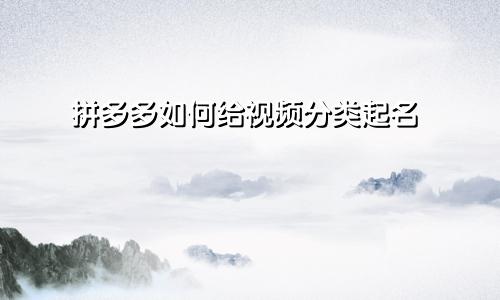 拼多多如何给视频分类起名