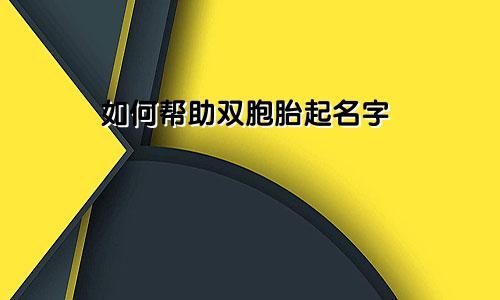如何帮助双胞胎起名字