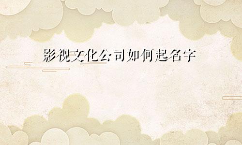 影视文化公司如何起名字