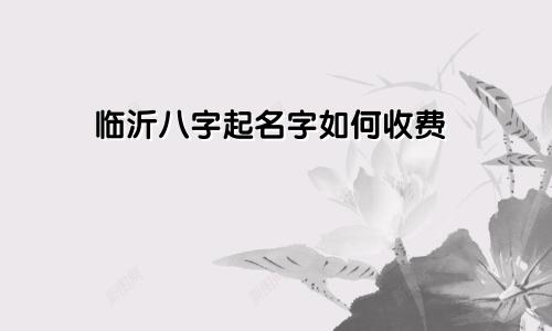 临沂八字起名字如何收费