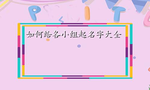 如何给各小组起名字大全
