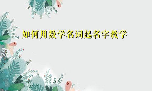 如何用数学名词起名字教学