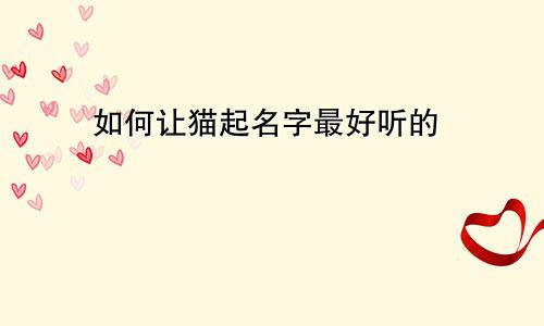 如何让猫起名字最好听的