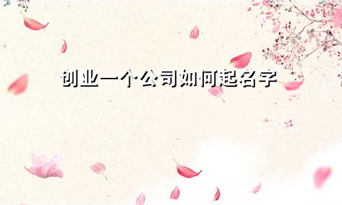 创业一个公司如何起名字