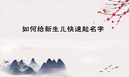 如何给新生儿快速起名字