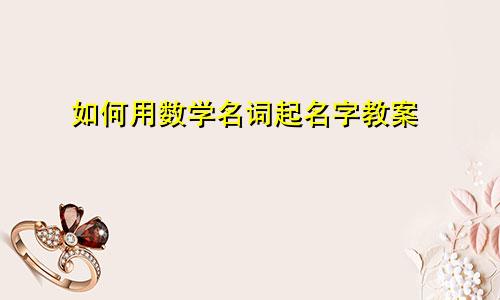 如何用数学名词起名字教案