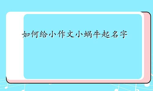 如何给小作文小蜗牛起名字