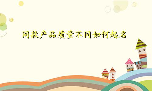 同款产品质量不同如何起名