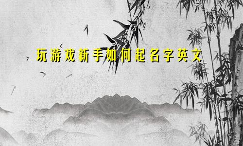 玩游戏新手如何起名字英文