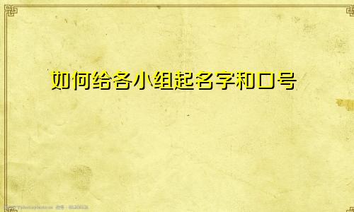 如何给各小组起名字和口号