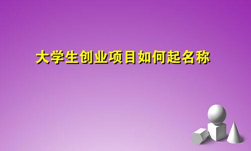大学生创业项目如何起名称