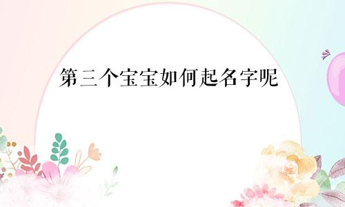 第三个宝宝如何起名字呢