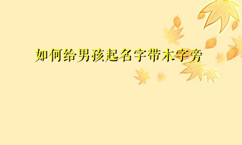 如何给男孩起名字带木字旁
