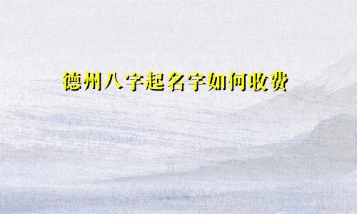 德州八字起名字如何收费
