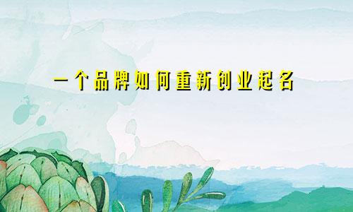 一个品牌如何重新创业起名