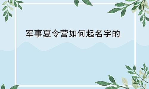 军事夏令营如何起名字的