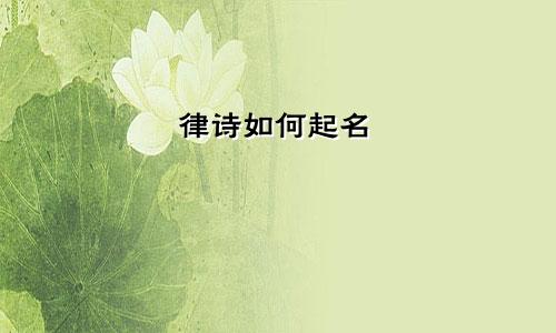 律诗如何起名